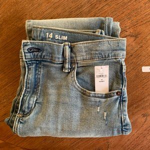 Gap Kids Soft Wear Distressed Slim Jeans with Washwell Sz 14 Husky